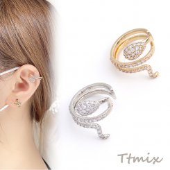 高品質ジルコニアイヤーカフ ヘビ型 17×17mm 片耳用（1ヶ）