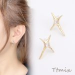 デザインピアス ジルコニアピアス 星形 16×23mm ゴールド（1ペア）