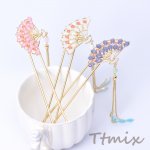 チェーンタッセル付きU字ピン ヘアスティック かんざし ヘアアクセサリー