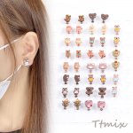 かわいいイヤリング デザインイヤリング 三角バネ式イヤリング シリコンカバー付き