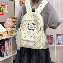 バックパック 女子学生 大容量リュック ナイロン ポリエステル 通学 通勤 韓国デザイン 可愛い お洒落 ポケット収納（1ヶ）