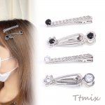 メタルヘアクリップ ジルコニア付き ロジウム（2個セット）