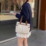 キャンバスバッグ レディース 2way トートバッグ 加厚帆布 ジッパー 通勤 通学 文芸デザイン 多機能 お洒落（1ヶ）
