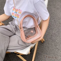 訳あり品 透明バッグ チェーンバッグ クリアバッグ トートバッグ レディース 防水 軽量 肩掛け 斜めがけ クリアバッグ 小さい 小さめ 軽い 手提げ鞄（1ヶ）