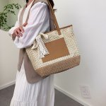 ニットバッグ ショルダーバッグ 大容量 ニット手提げ レディース 編みバッグ 軽量 サマーニット 通勤 通学 ニット 手提げ 編み込み バッグ（1ヶ）