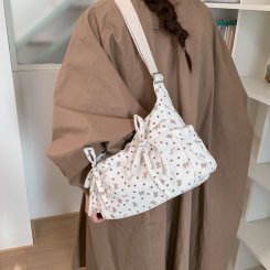 ショルダーバッグ レディース 2way バッグ 大容量 キャンバス レトロ フラワー 通勤 通学 おしゃれ 韓国風（1ヶ）