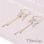 デザインピアス フープ 蝶 チェーンタッセル（1ペア）