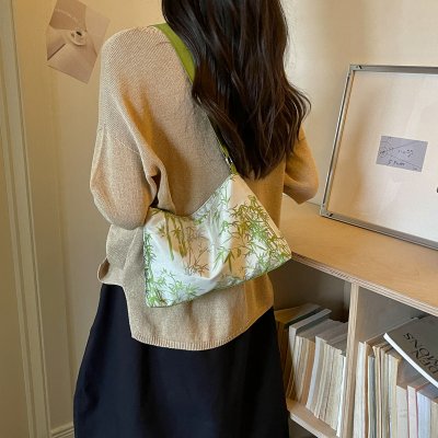 トートバッグ レディース 2way バッグ 大容量 竹葉水墨画 新中華風 通勤 お洒落 夏物（1ヶ）