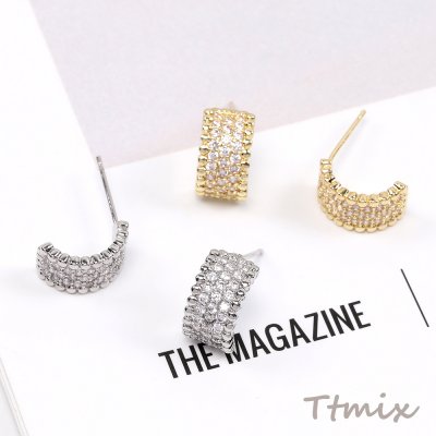 デザインピアス ジルコニアピアス Cフープ 7×12mm（1ペア）