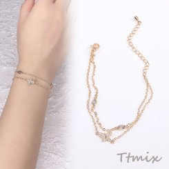 ブレスレット ジルコニア付き 蝶 ゴールド（1連）