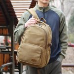 リュックサック 大人用 大容量バックパック ナイロン素材 通勤 旅行 ノートPC収納 丈夫 レトロ風（1ヶ）