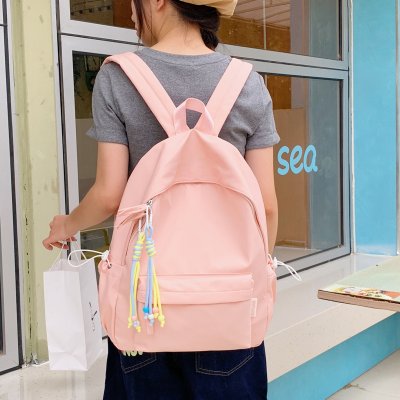 リュックサック レディース 女子高生・大学生向け バックパック ナイロン製 無地 ファスナー開閉 通学 通勤 お出かけ 短旅 ins風 シンプル 合わせやすい 柔らかい お洒落（1ヶ）