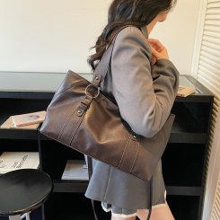 トートバッグ レディース 2way ショルダーバッグ 大容量 通勤 仕事 プチ旅行 シンプル お洒落 高級感 PU ファスナー（1ヶ）