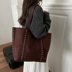 単肩バッグ レディース 大容量ショルダーバッグ スエード素材 リボン レトロ風 通勤 旅行 おしゃれ 使いやすい（1ヶ）