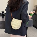 ニットバッグ 斜めがけバッグ 大容量 ニット肩掛け レディース 編みバッグ ショルダー 軽量 通勤 通学 ニット 編み込み かぎ針編み バッグ（1ヶ）