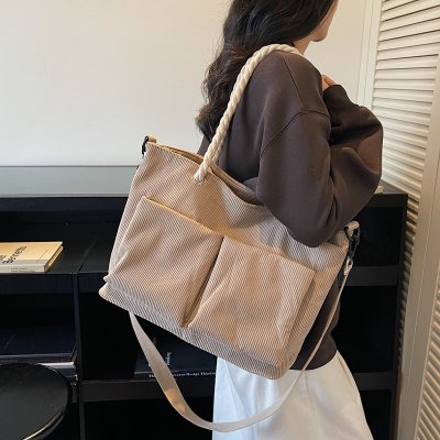 ショルダーバッグ レディース 2way ショルダーバッグ 大容量 コール天 ラウンドファスナー 通勤 通学 お洒落 可愛い 便利（1ヶ）