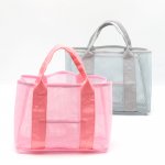 メッシュバッグ 携帯用ハンドバッグ ショッピング ビーチ プール キャンプ 約13×25×38cm（1ヶ）