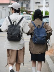 リュックサック 学生・社会人用 大容量リュック デニム キャンバス 水洗い加工 通勤 通学 旅行 アウトドア 男女兼用 おしゃれ ビンテージ風（1ヶ）