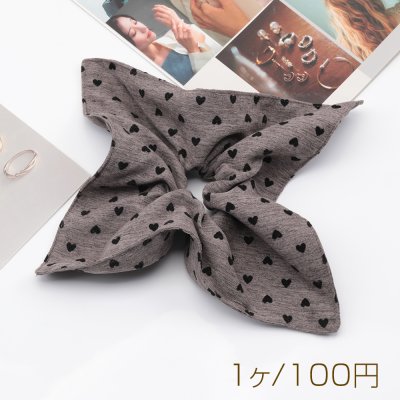 シュシュ ハート模様 ブラウン系 髪飾り 髪留め ヘアゴム ヘアアクセサリー（1ヶ）