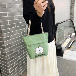 トートバッグ レディース 2way バッグ 帆布 キャンバス アップル刺繍 通勤 通学 お洒落 可愛い 文芸風（1ヶ）