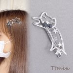 ヘアクリップ ヘアアクセサリー 猫 ロジウム（1ヶ）