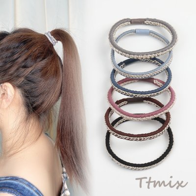 ヘアゴム ヘアアクセサリー 5.5cm カラーミックス（6個セット）