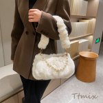 ハンドバッグ レディーストートバッグ 無地 女性 パール付き チェーンバッグ スタンド 斜め掛け 斜めがけ 秋冬 大人カジュアル エレガント 通勤 旅行（1ヶ）