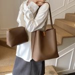 バケツバッグ レディース ショルダーバッグ 大容量 マザーバッグ 通勤 旅行 2way コンパクト おしゃれ プチプラ（1ヶ）