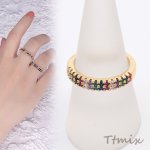 高品質ジルコニアリング デザインリング 指輪 幅約4mm ゴールド（1ヶ）