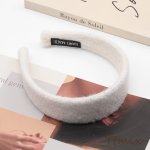 カチューシャ ホワイト もこもこ ウール 秋冬用 髪飾り ヘアアクセサリー 幅広 幅约4cm（1ヶ）