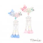 フラワーモチーフヘアクリップ ヘアアクセサリー レディースヘアクリップ 髪飾り フラワー 花 蝶 バタフライ タッセル