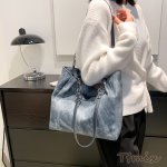 斜め掛けバッグ デニムバッグ デニム 石の模様ショルダーバッグ トートバッグ レディース 収納 斜めがけ 布 大きめ シンプル 肩掛け ンプル 女性 高校生 大容量 通勤 通学（1ヶ）