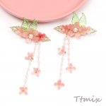 フラワーモチーフヘアクリップ ヘアアクセサリー レディースヘアクリップ 髪飾り フラワー 花 チェーンタッセル（1ヶ）