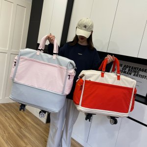 トラベルバッグ 大容量 拡張可能 軽量 キャスター付き オックスフォード生地 ショートトリップ ジム 通勤 お洒落 多幸感デザイン 新作（1ヶ）