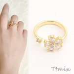 高品質ジルコニアリング レディスリング 指輪 フラワー 幅約11.5mm ゴールド（1ヶ）