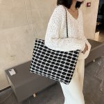 トートバッグ レディース 2wayハンドバッグ 大容量 キャンバス 格子柄 2026新作 通勤 通学 お洒落 丈夫 使い勝手抜群（1ヶ）