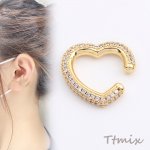高品質ジルコニアイヤーカフ ハート型 19×20mm 片耳用 ゴールド（1ヶ）