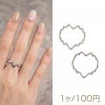 ステンレスリング 不規則ウェーブ シンプル ロジウムカラー 指輪 デザインリング オープンリング 内径約17mm（1ヶ）