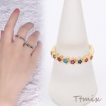 高品質ジルコニアリング デザインリング 指輪 星形 幅約4mm ゴールド（1ヶ）